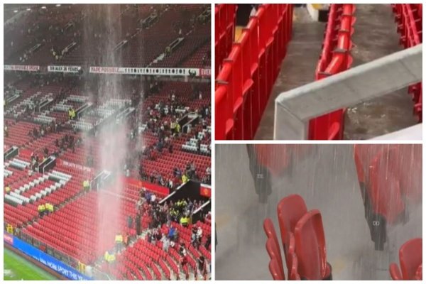 E pabesueshme, “Old Trafford”-it i pikon çatia dhe tribunat mbushen plot me ujë
