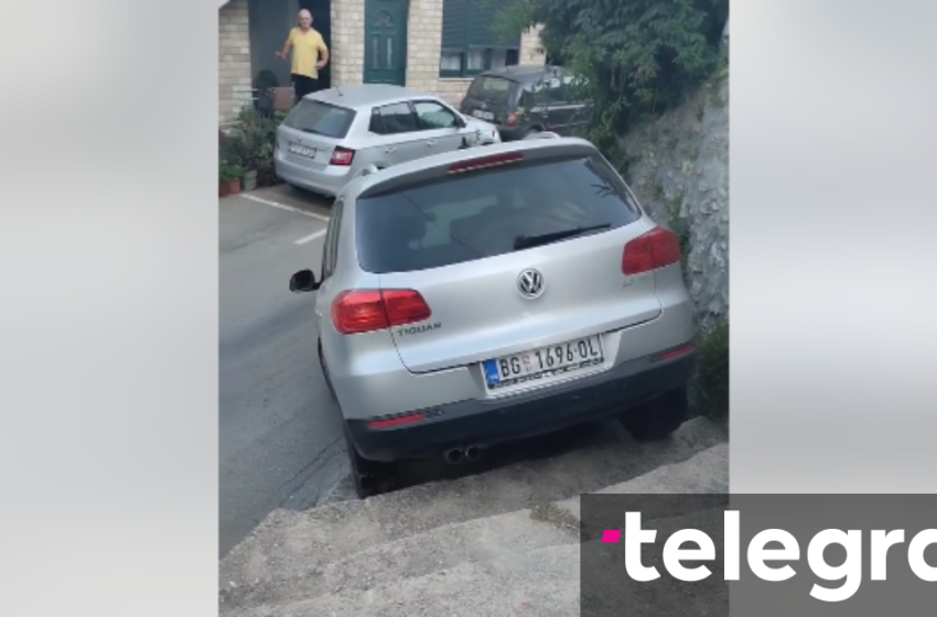  I besoi navigacionit, qytetari serb përfundon me veturë shkallëve të një lagjeje të Ulqinit – pamjet bëhen virale