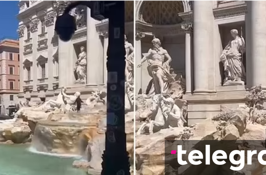  Turisti ukrainas ngjitet në kalin e shatërvanit të famshëm të Romës, i menjëhershëm ishte reagimi i policisë