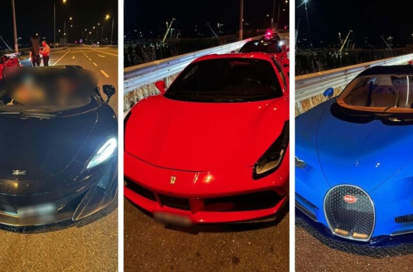  Bugatti, Ferrari e Maserati- Policia i kapë shoferët e veturave luksoze duke bërë gara në autostradë, i dënon me nga 400 euro