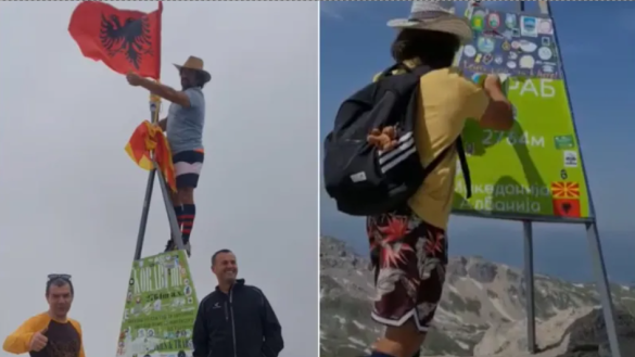  Hiqet flamuri maqedonas në majen e Korabit, vendoset flamuri shqiptar