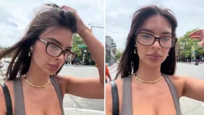  Emily Ratajkowski po ecte rrugës, teksa një burrë duke kaluar i thotë “Vish një bluzë vajzë”