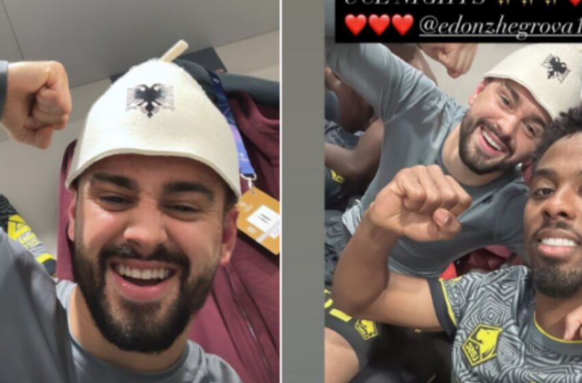  Me plis në kokë dhe shqiponjën dykrenare në të – Edon Zhegrova feston triumfin përballë Atleticos