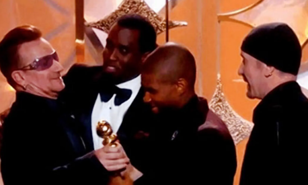  Shfaqen e video e Bonos në siklet ku i shmanget puthjes së Diddy në Golden Globes