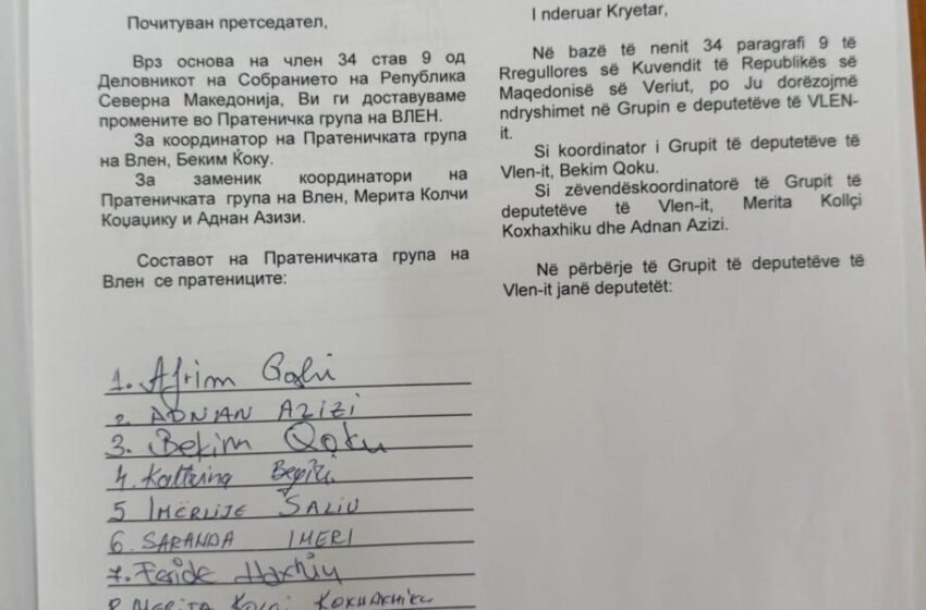 Bekim Qoku zyrtarisht zgjidhet koordinator i grupit parlamentar të VLEN