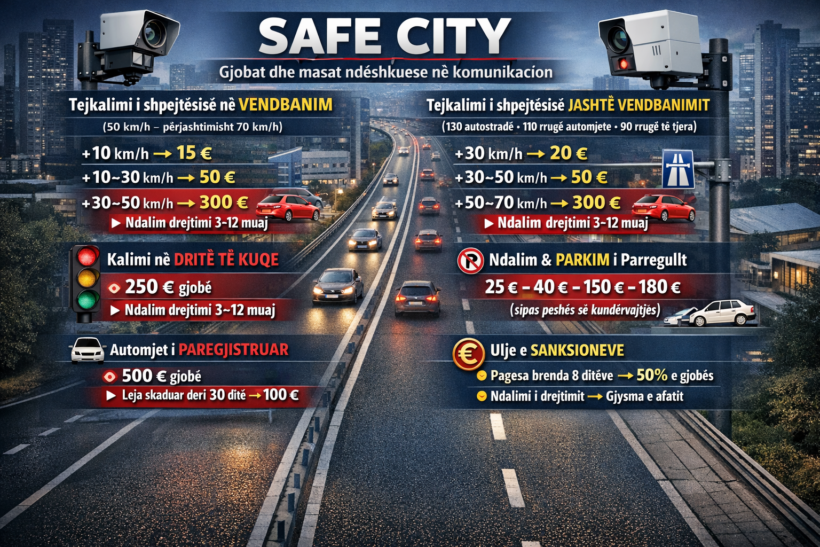  (VIDEO) Projekti “Safe City”, MPB publikon çmimoren: Dënimet nga 15 deri në 500 euro