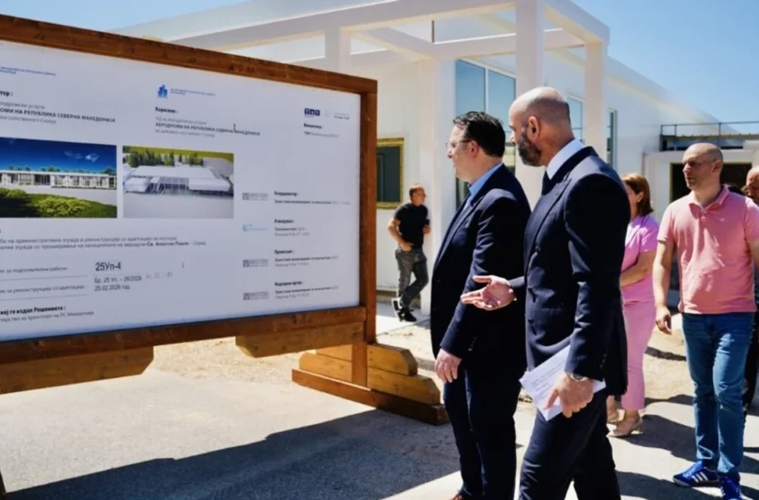 Nikolloski: Janë realizuar mbi 65 për qind e punimeve për rikonstruksionin dhe zgjerimin e Aeroportit të Ohrit