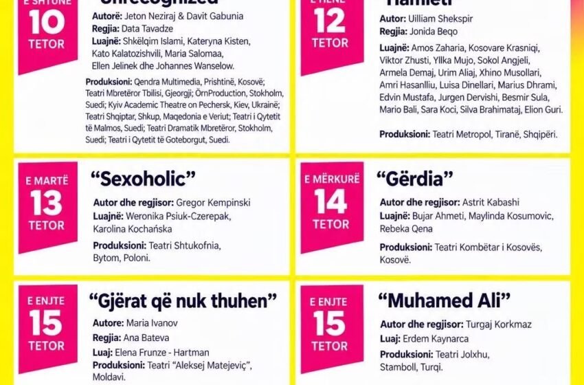  Publikohet programi i edicionit te 20-të të Skupi Festival 2026: Një javë me teoter nderkombetar ne Shkup